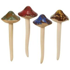 Garden Mushroom Decor Garden Statues, Decorative Pottery 4 Pack Ceramic